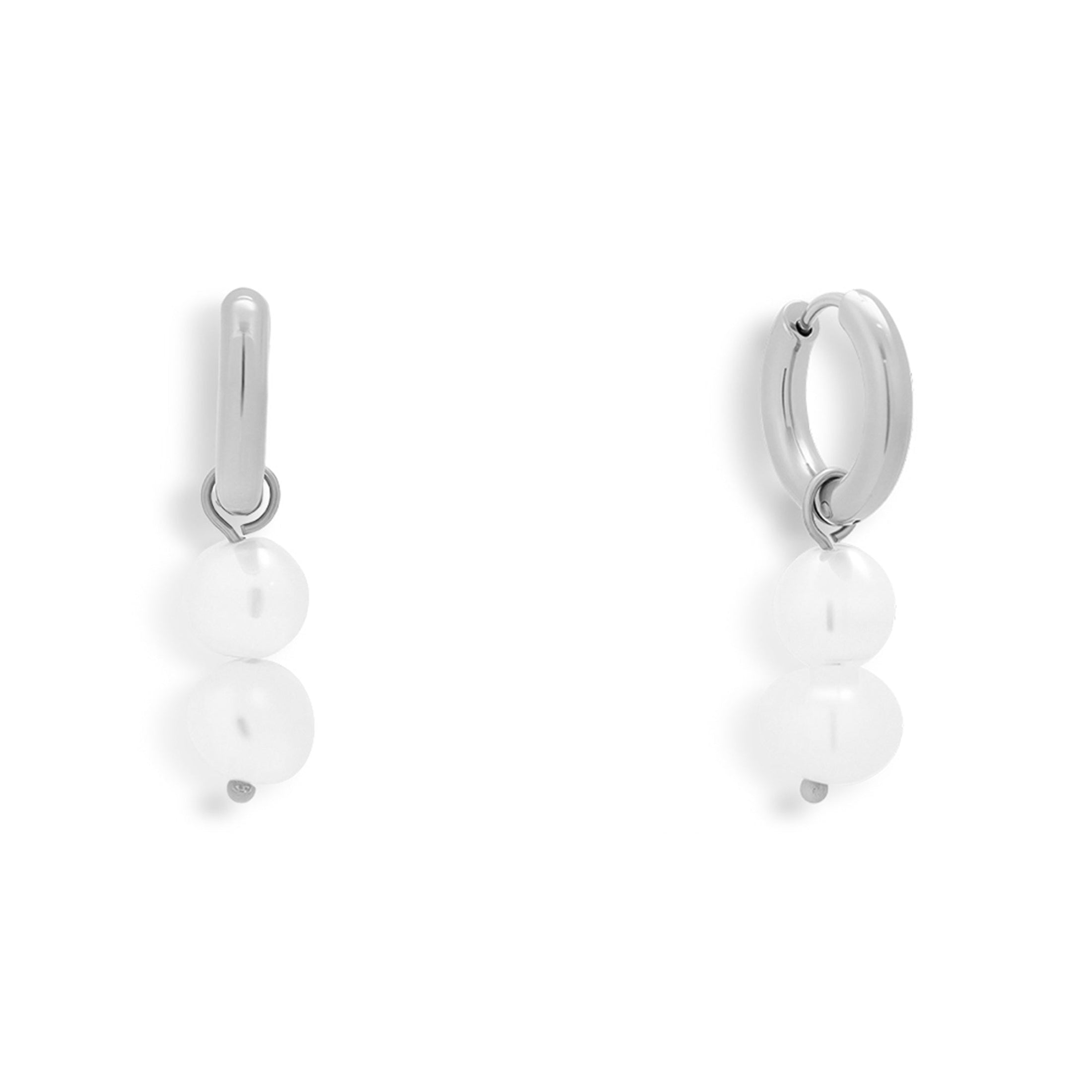 Double Pearl Drop Hoop Earrings - Image 4