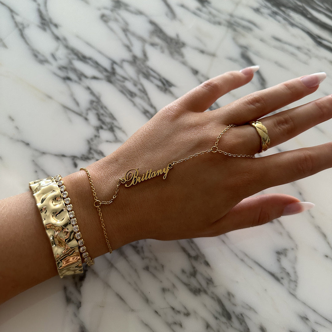 Custom/Personalized Name Plate Hand Chain - Image 3