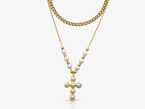 Pearly Blessing Cross Necklace